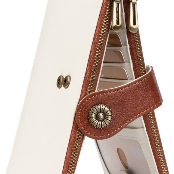 Women's Leather Wallet RFID Bifold Large Capacity Card Holder with Zipper - Picture 1 of 7